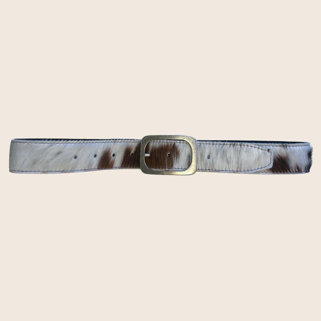 Saddle Cowhide Belt - Lemon Lua Saddle Cowhide Belt Lemon Lua Brown/White / 95cm / Big Buckle Lemon Lua Saddle Cowhide Belt Saddle Cowhide Belt