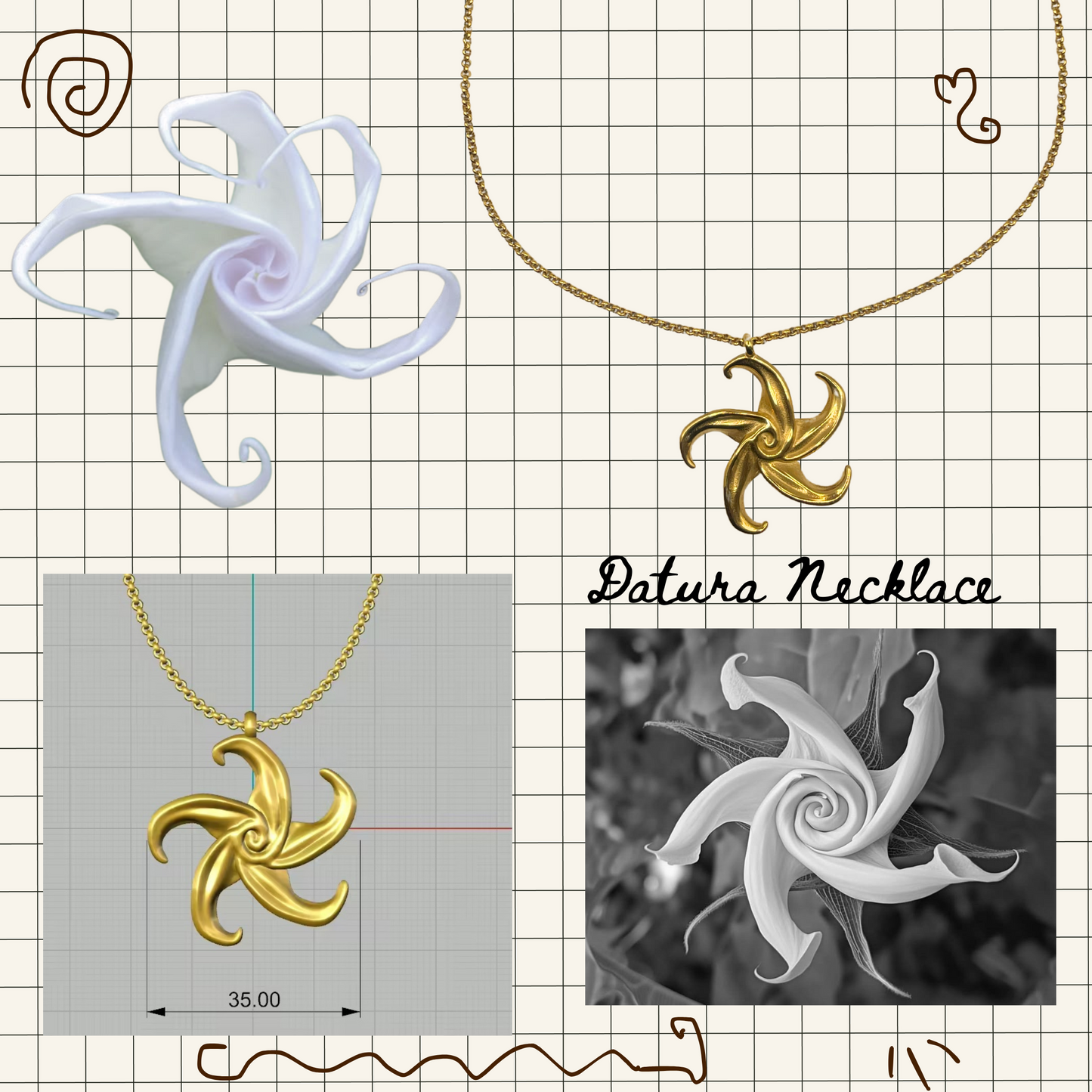 Datura Flower Necklace