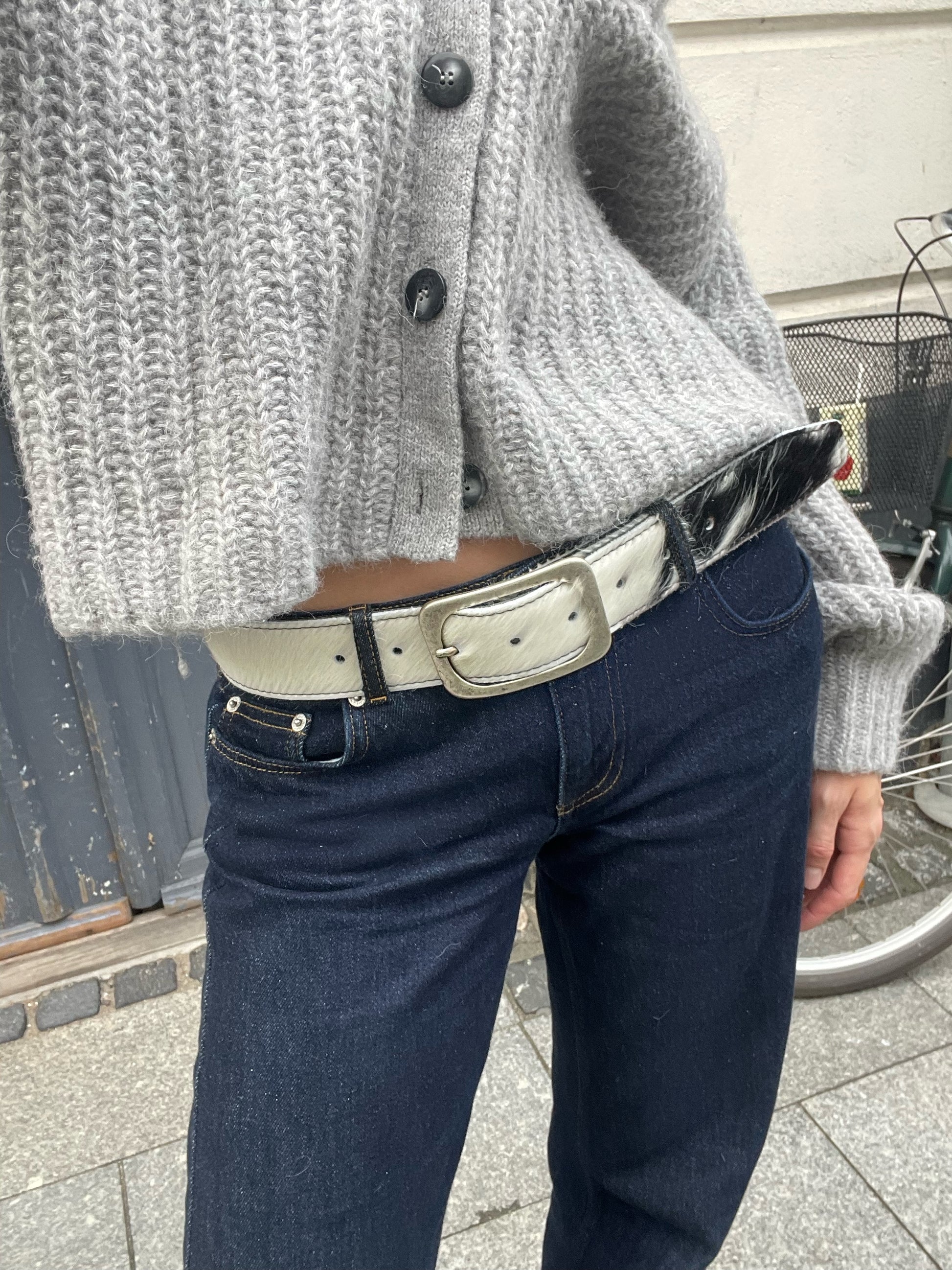 Saddle Cowhide Belt - Lemon Lua Saddle Cowhide Belt Lemon Lua Black/White / 85cm / Big Buckle Lemon Lua Saddle Cowhide Belt Saddle Cowhide Belt