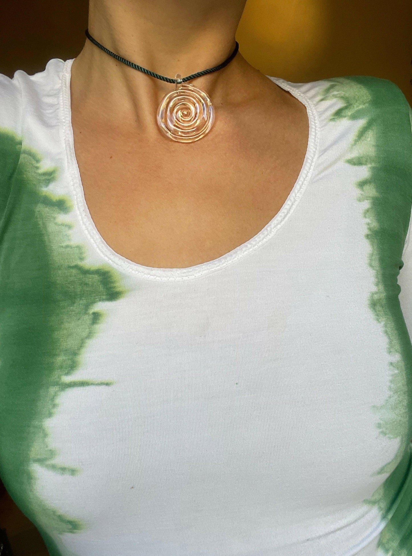 Swirl Glass Necklace - Lemon Lua Swirl Glass Necklace Lemon Lua Clear / Black Lemon Lua Swirl Glass Necklace Swirl Glass Necklace