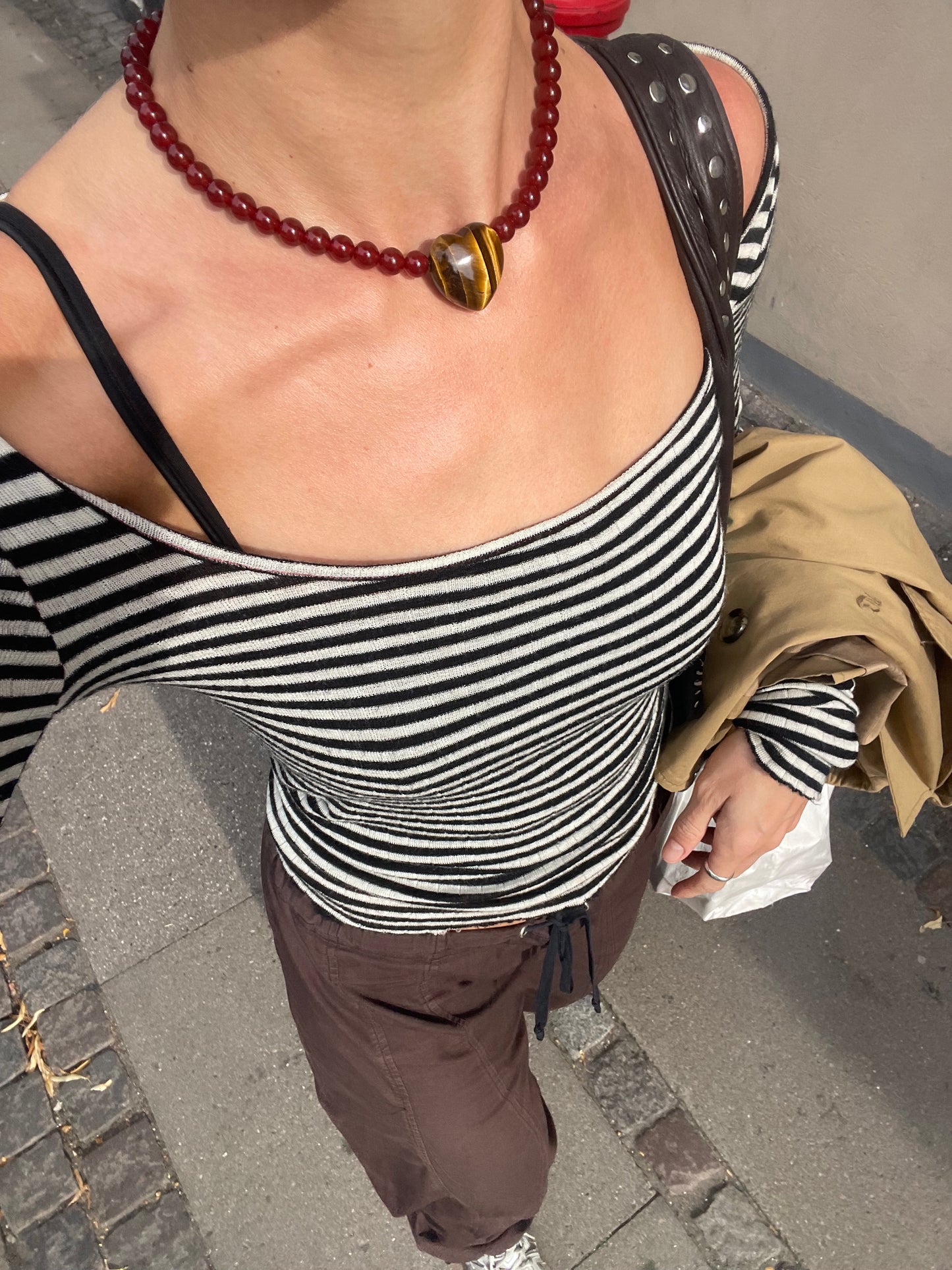 Carnelian Tiger Heart Necklace