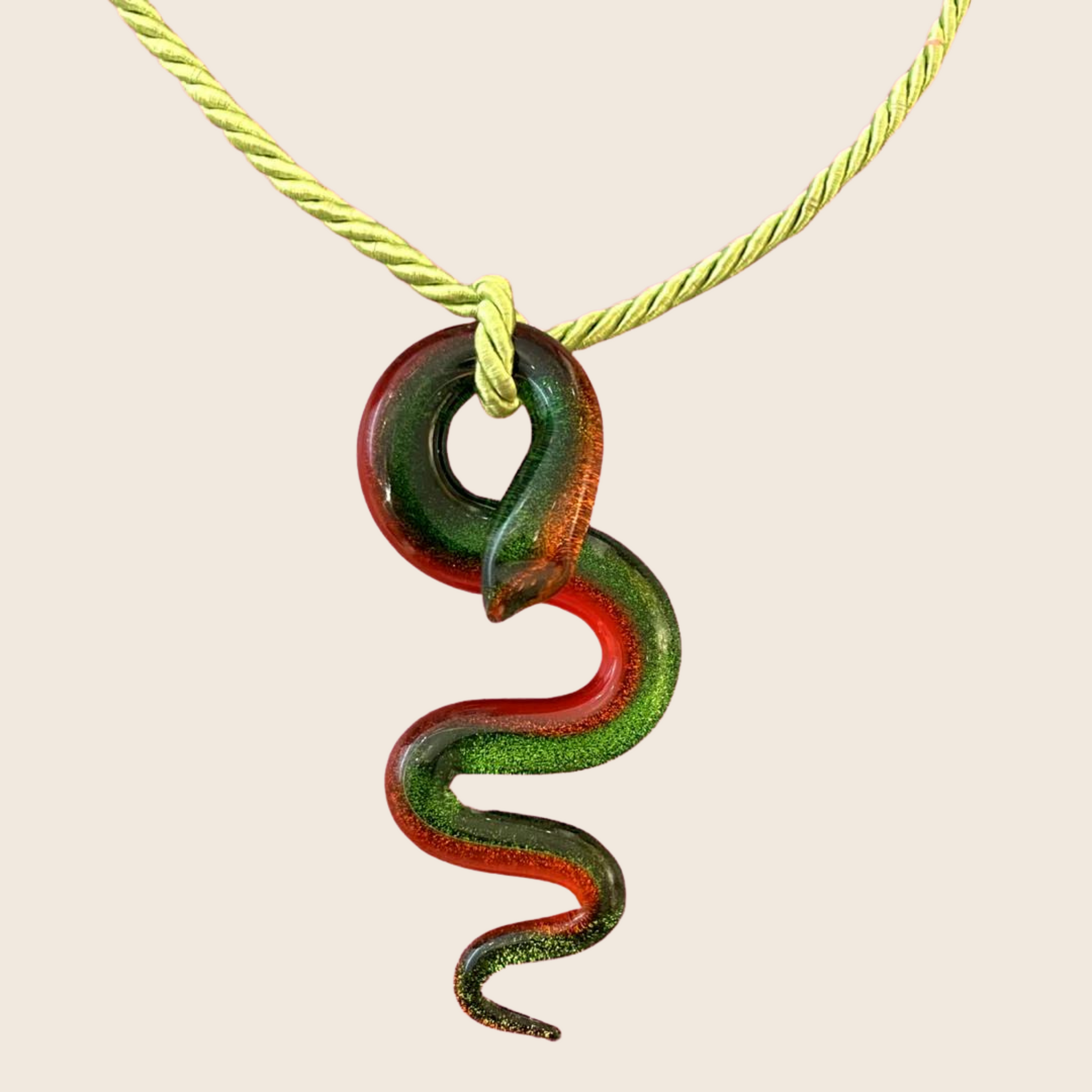 Electric Snake Glass Necklace - Lemon Lua Electric Snake Glass Necklace Lemon Lua Green Lemon Lua Electric Snake Glass Necklace Electric Snake Glass Necklace