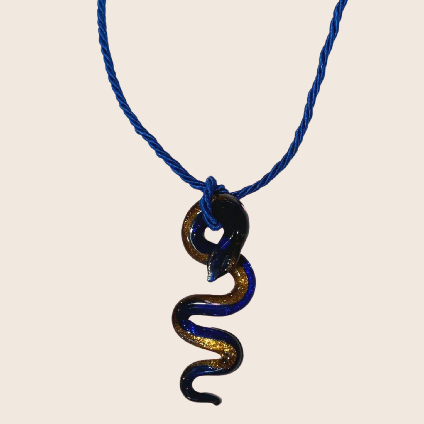 Electric Snake Glass Necklace - Lemon Lua Electric Snake Glass Necklace Lemon Lua Dark blue + Gold Lemon Lua Electric Snake Glass Necklace Electric Snake Glass Necklace