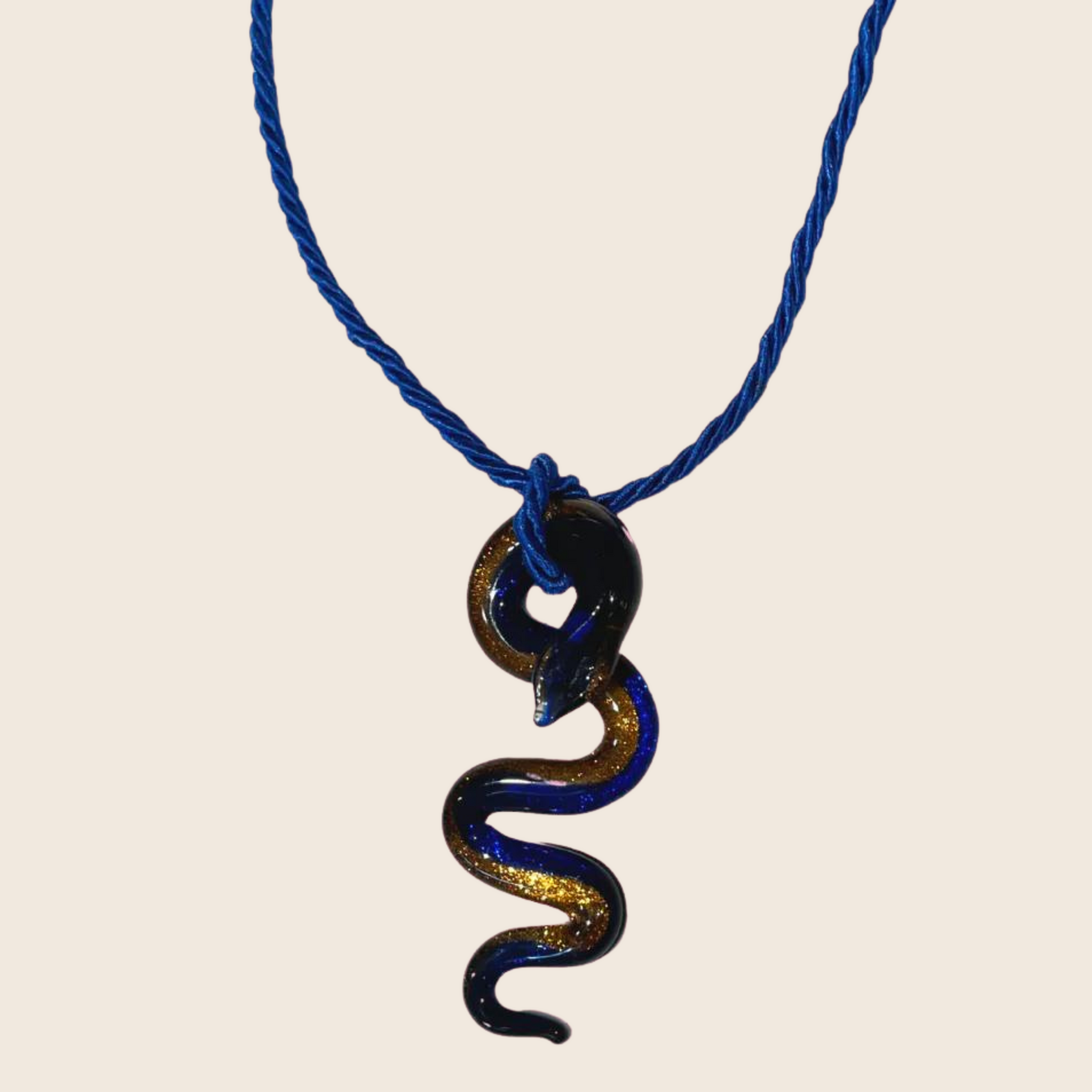 Electric Snake Glass Necklace - Lemon Lua Electric Snake Glass Necklace Lemon Lua Dark blue + Gold Lemon Lua Electric Snake Glass Necklace Electric Snake Glass Necklace