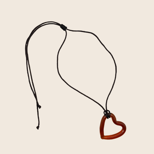 Open Heart Glass Necklace - Lemon Lua Open Heart Glass Necklace Lemon Lua Brown / Amber Lemon Lua Open Heart Glass Necklace Open Heart Glass Necklace