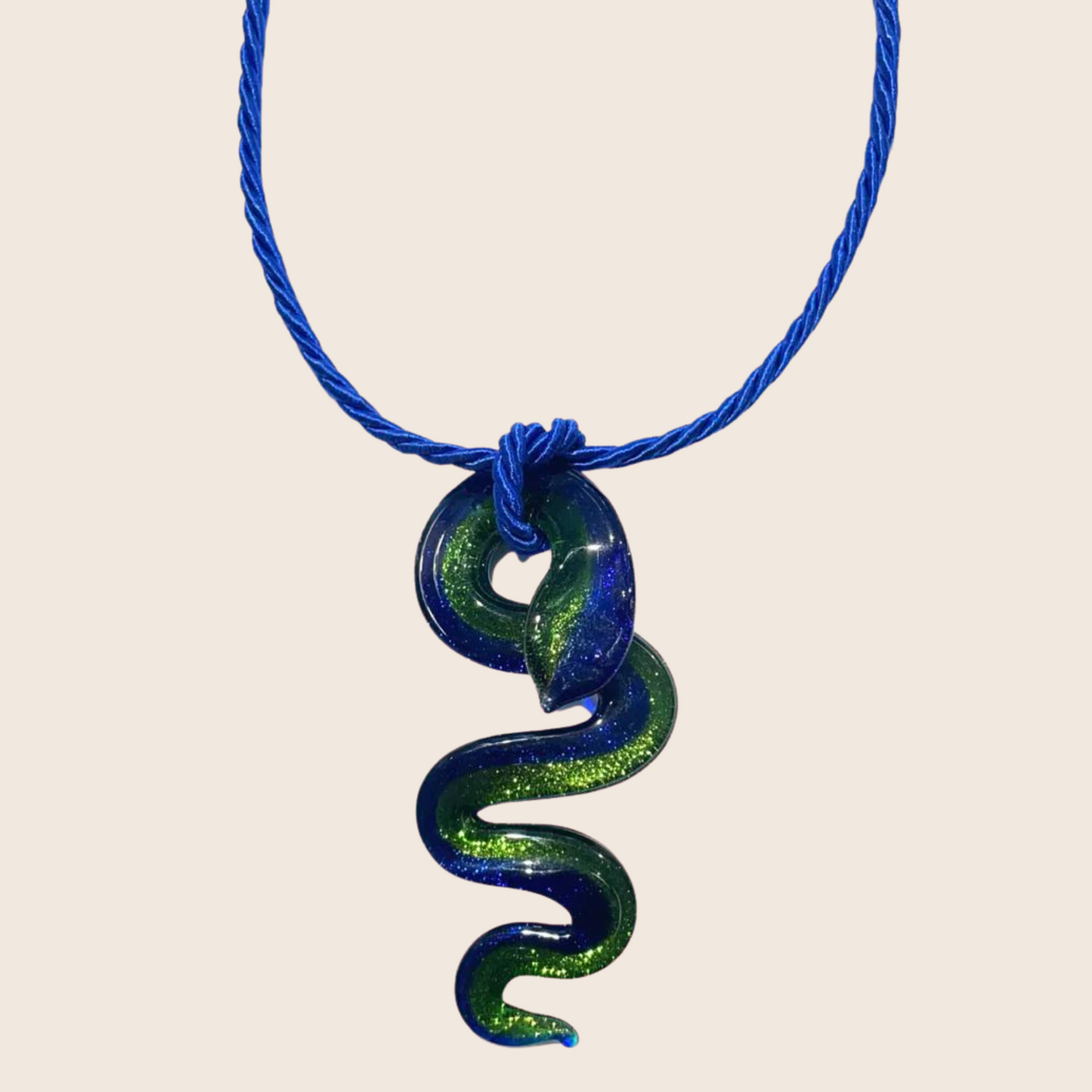 Electric Snake Glass Necklace - Lemon Lua Electric Snake Glass Necklace Lemon Lua Green + Blue Lemon Lua Electric Snake Glass Necklace Electric Snake Glass Necklace