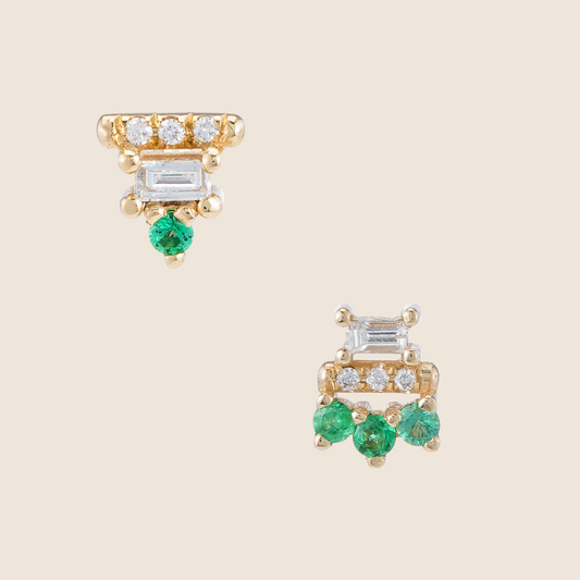 Emerald Studs - Lemon Lua Emerald Studs Lemon Lua Emerald #1 (Right style) / Just one Lemon Lua Emerald Studs Emerald Studs