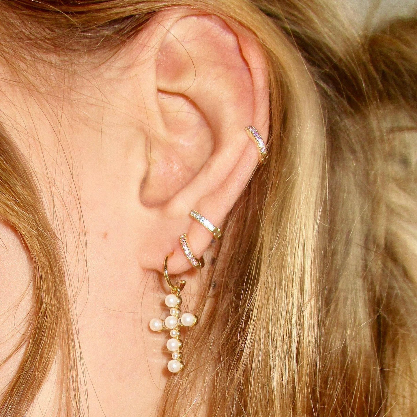 Pearl Cross Earrings - Lemon Lua Pearl Cross Earrings Lemon Lua A pair Lemon Lua Pearl Cross Earrings Pearl Cross Earrings