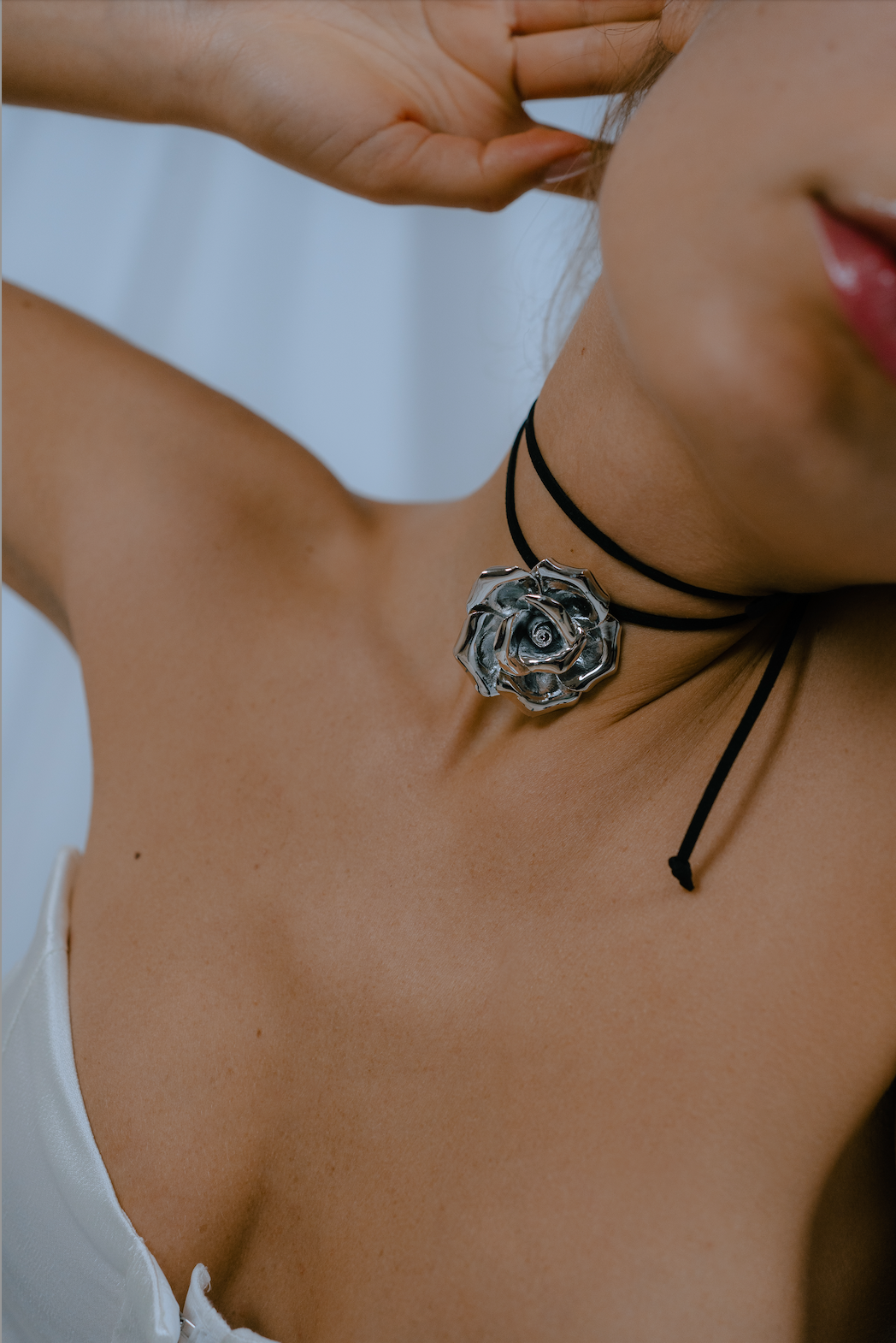 Silver Rose Necklace - Lemon Lua Silver Rose Necklace Lemon Lua Black Lemon Lua Silver Rose Necklace Silver Rose Necklace