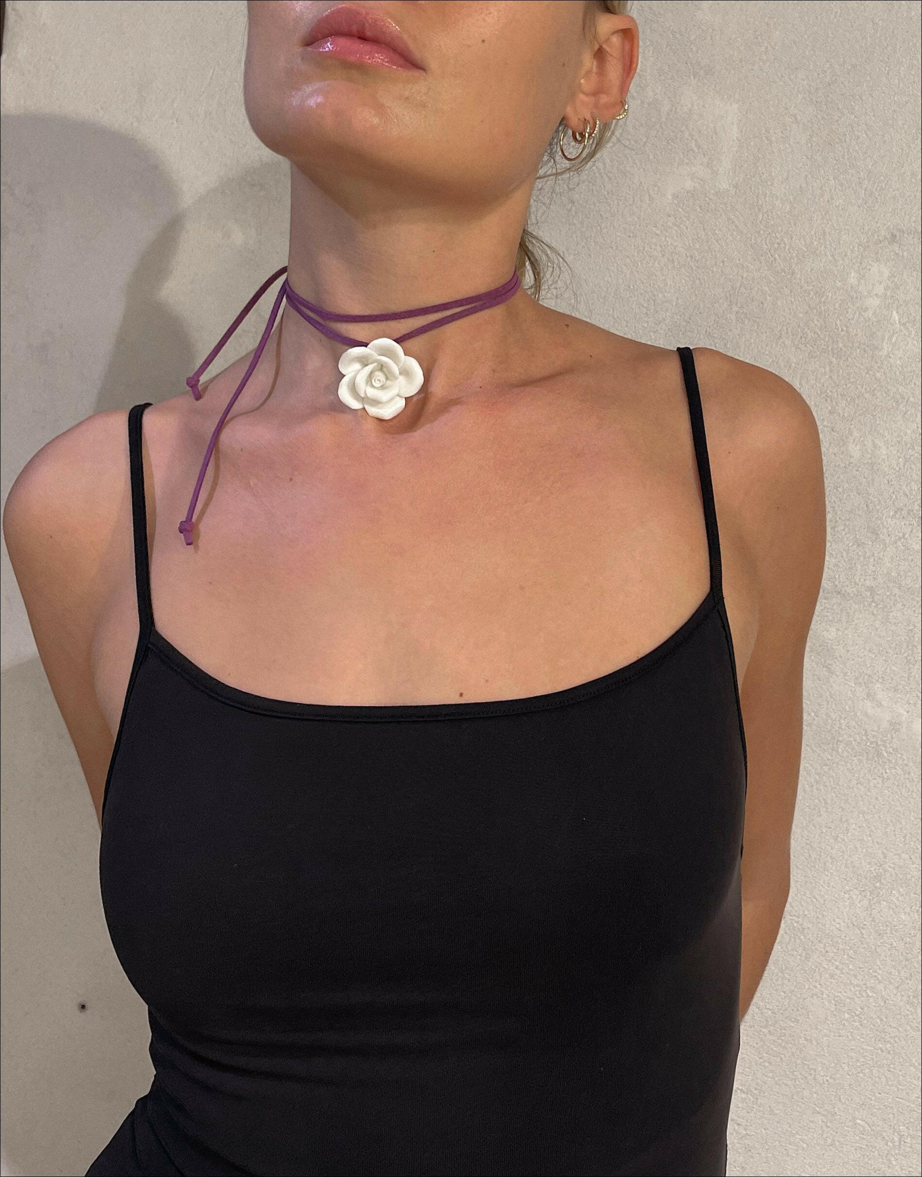 White Rose Necklace - Lemon Lua White Rose Necklace Lemon Lua Purple Lemon Lua White Rose Necklace White Rose Necklace