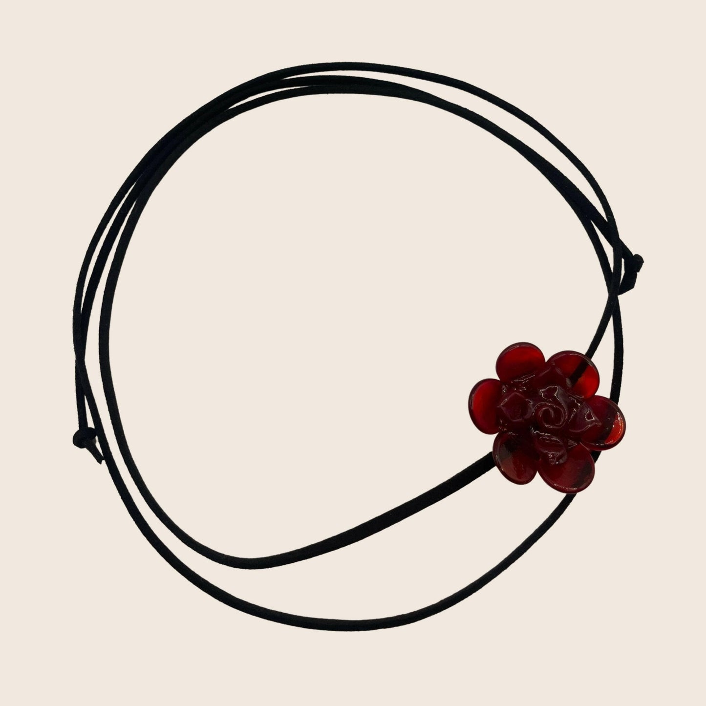 Red Flower Glass Necklace - Lemon Lua Red Flower Glass Necklace Lemon Lua Black Lemon Lua Red Flower Glass Necklace Red Flower Glass Necklace