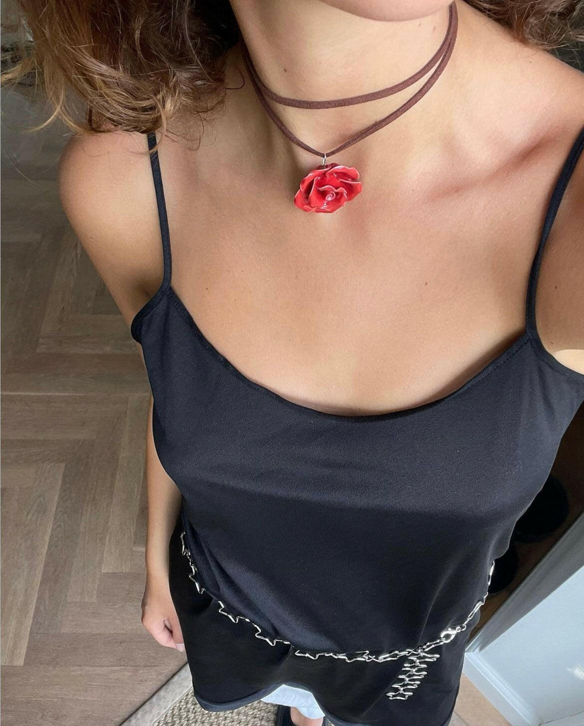 Red Rose Necklace - Lemon Lua Red Rose Necklace Lemon Lua Black Lemon Lua Red Rose Necklace Red Rose Necklace