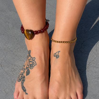 Carnelian Tiger Heart Anklet