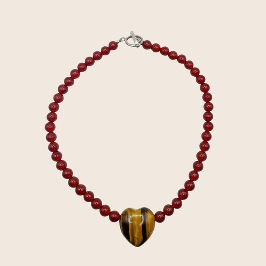 Carnelian Tiger Heart Necklace