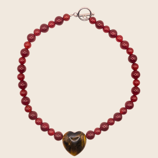 Carnelian Tiger Heart Necklace