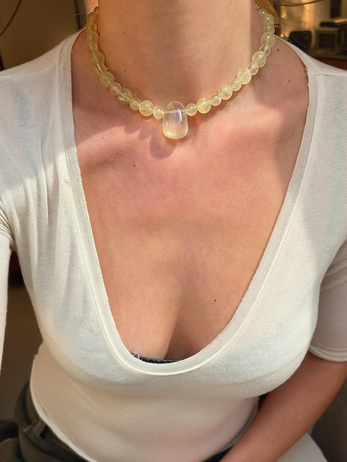 Lemon Quartz Gemstone Necklace