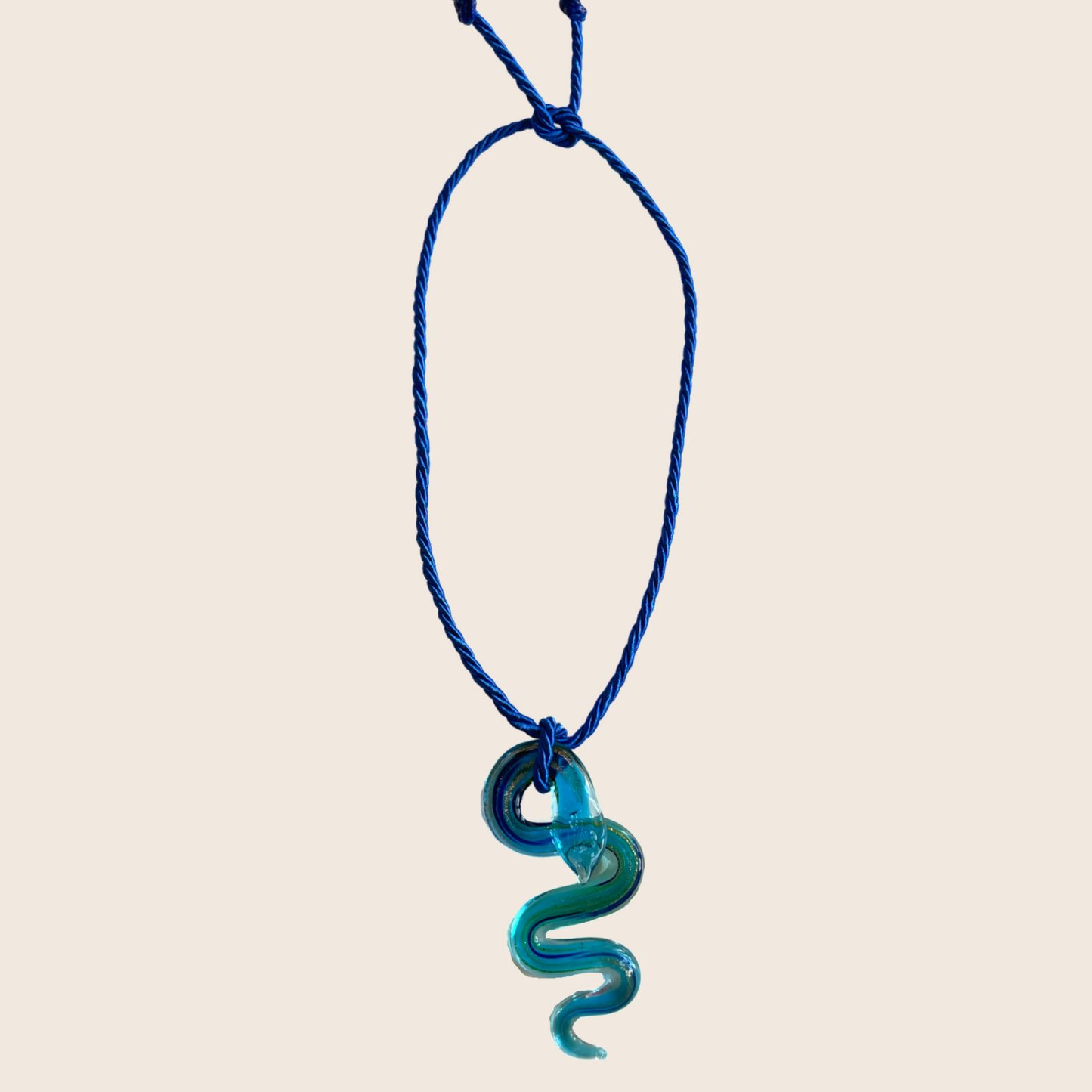 Glass Snake Necklace - Lemon Lua Glass Snake Necklace Lemon Lua Aqua / Blue Lemon Lua Glass Snake Necklace Glass Snake Necklace