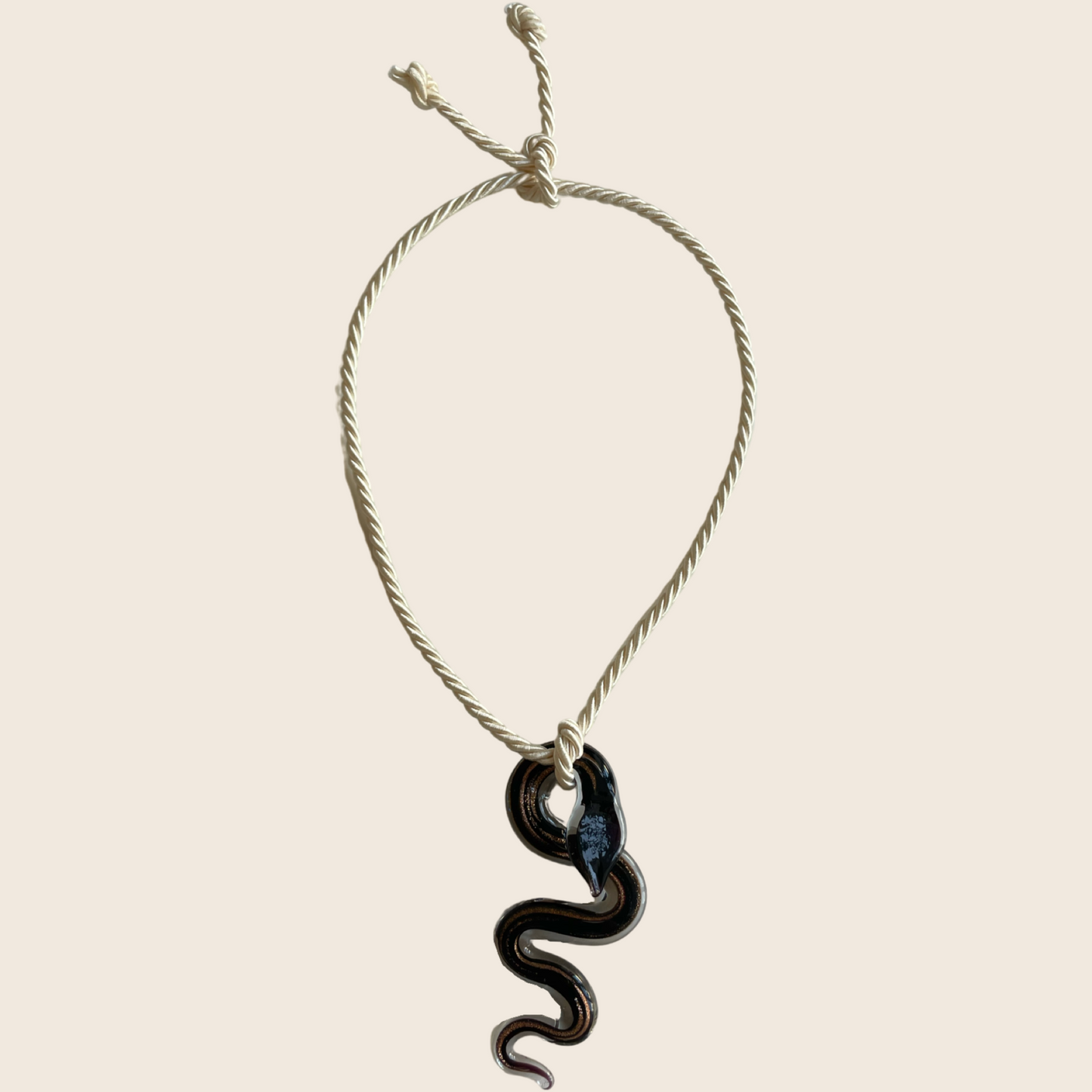 Glass Snake Necklace - Lemon Lua Glass Snake Necklace Lemon Lua Night / Beige Lemon Lua Glass Snake Necklace Glass Snake Necklace
