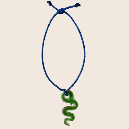 Glass Snake Necklace - Lemon Lua Glass Snake Necklace Lemon Lua Green / Blue Lemon Lua Glass Snake Necklace Glass Snake Necklace
