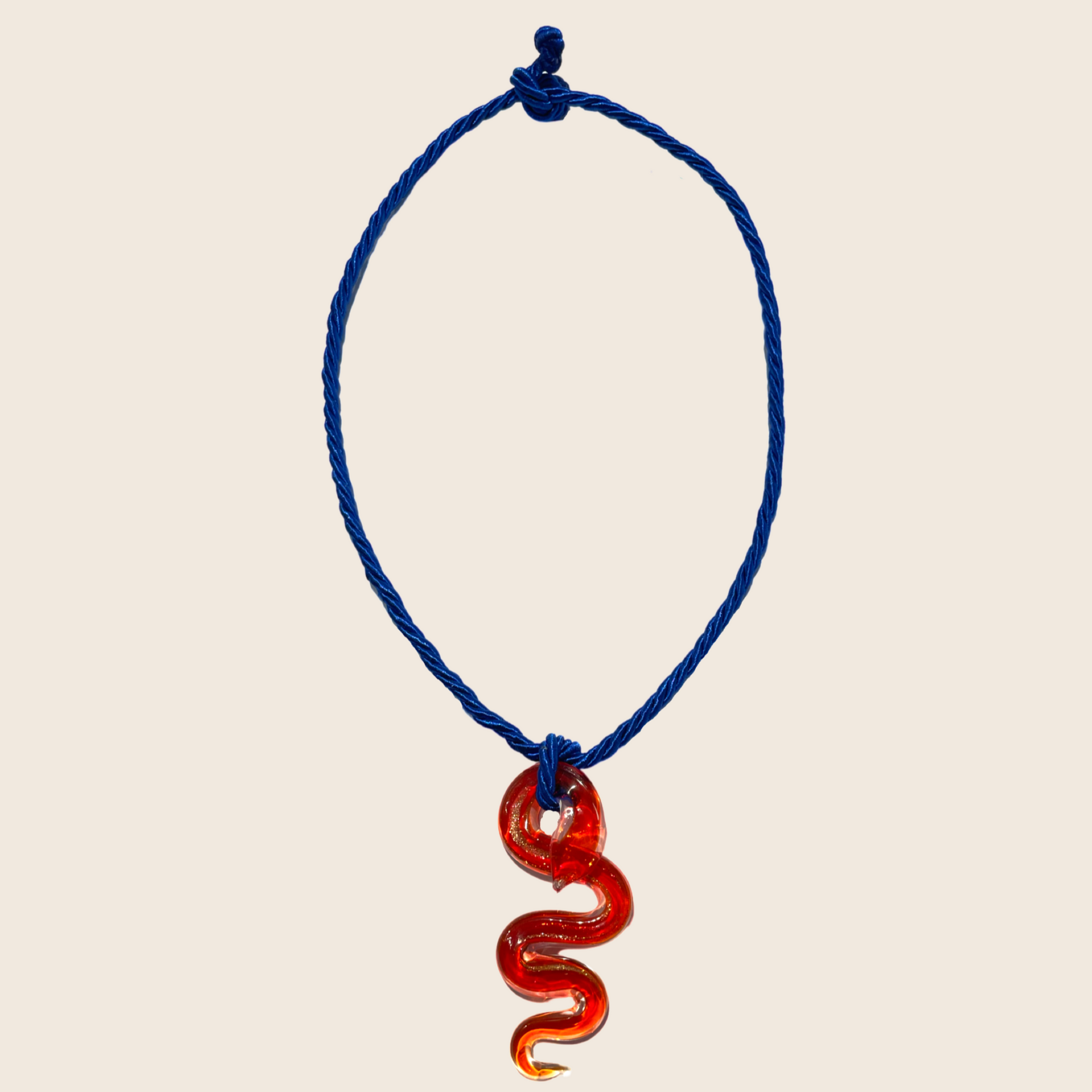 Glass Snake Necklace - Lemon Lua Glass Snake Necklace Lemon Lua Red / Blue Lemon Lua Glass Snake Necklace Glass Snake Necklace