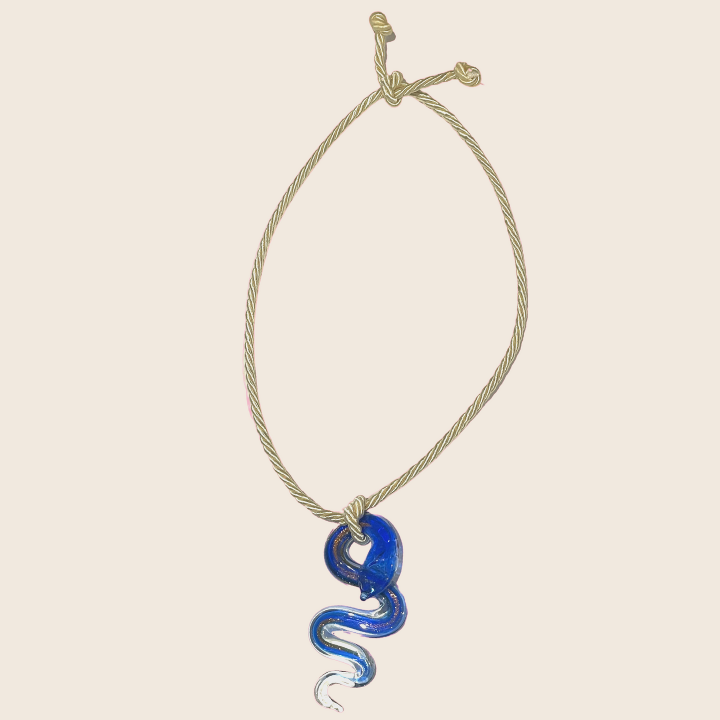Glass Snake Necklace - Lemon Lua Glass Snake Necklace Lemon Lua Blue / Beige Lemon Lua Glass Snake Necklace Glass Snake Necklace