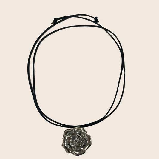 Silver Rose Necklace - Lemon Lua Silver Rose Necklace Lemon Lua Black Lemon Lua Silver Rose Necklace Silver Rose Necklace