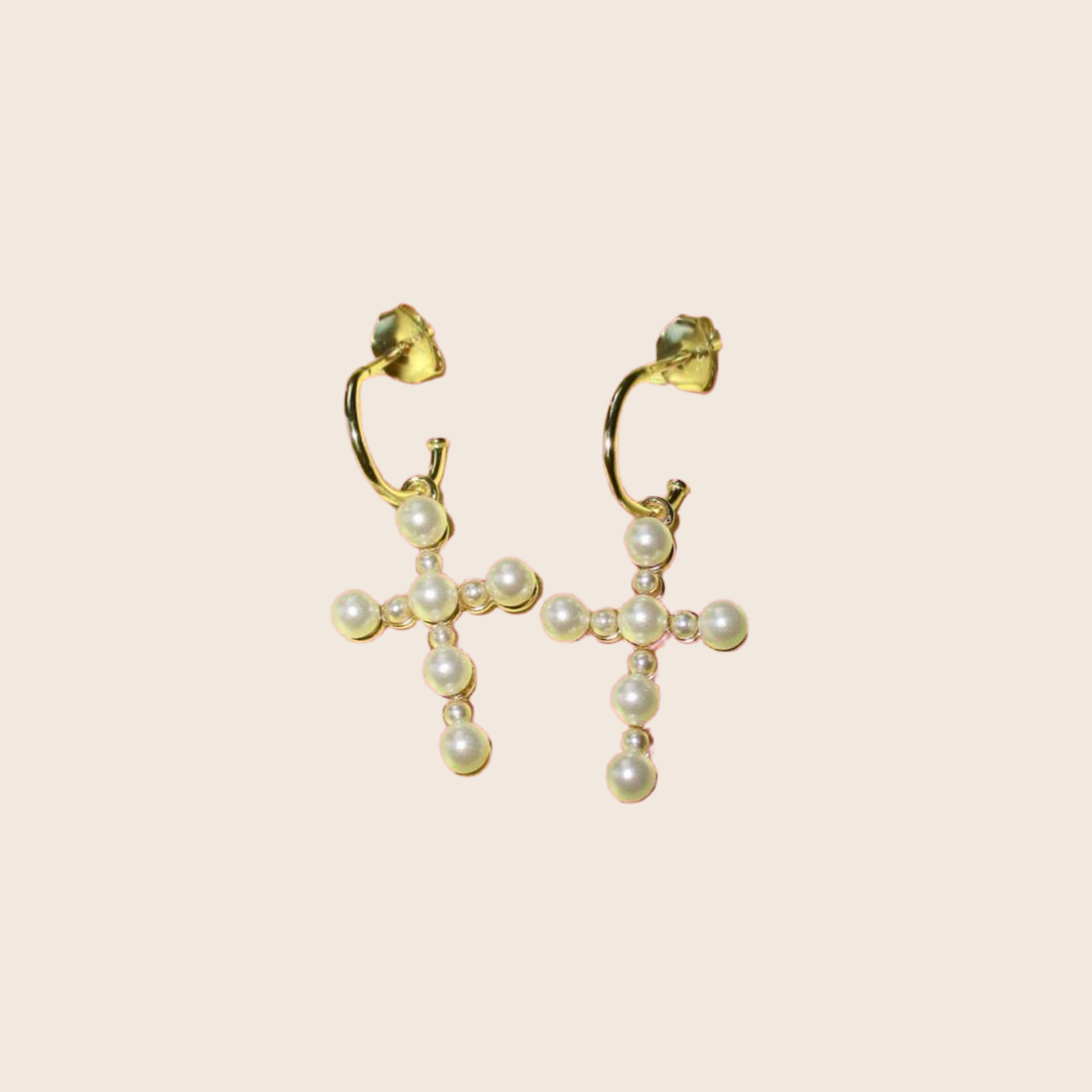 Pearl Cross Earrings - Lemon Lua Pearl Cross Earrings Lemon Lua Lemon Lua Pearl Cross Earrings Pearl Cross Earrings