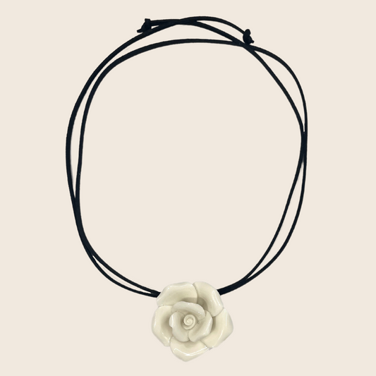 White Rose Necklace - Lemon Lua White Rose Necklace Lemon Lua Black Lemon Lua White Rose Necklace White Rose Necklace